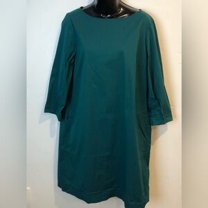 Lafayette 148 New York Teal green long sleeve dress